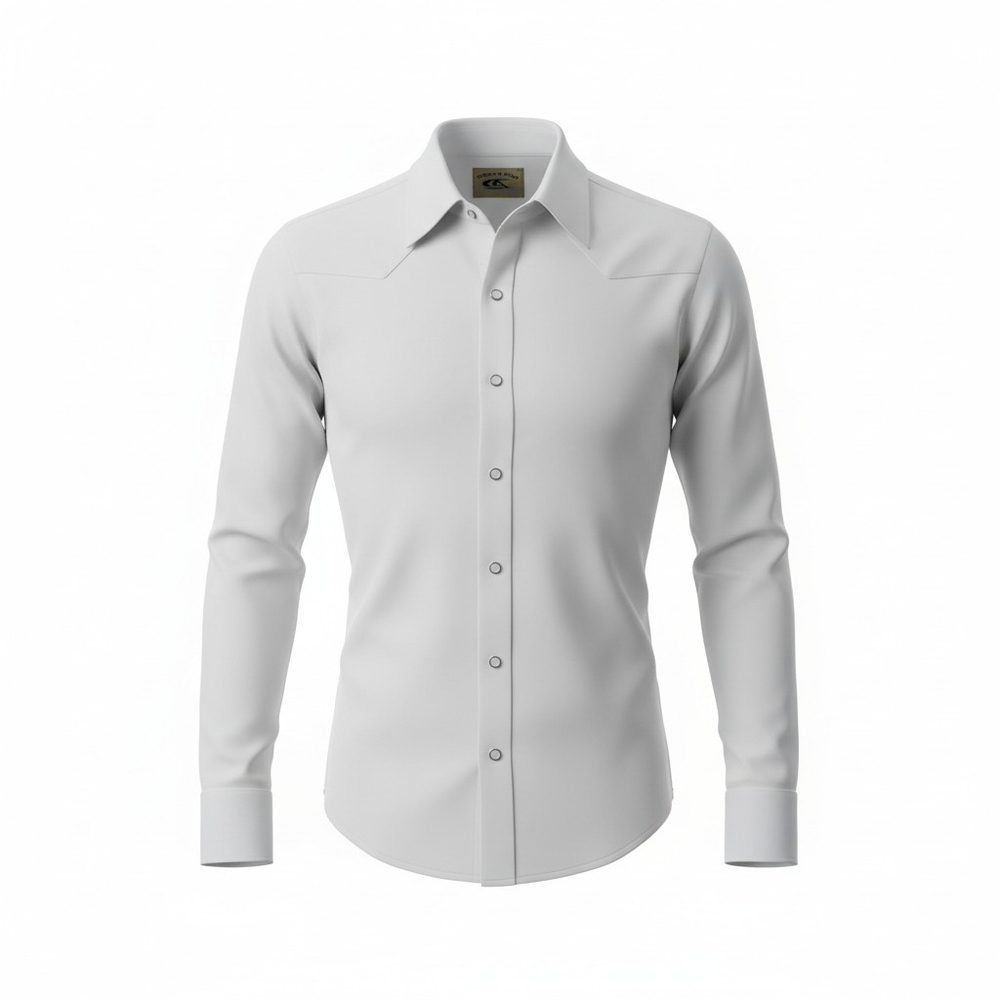Elegant White Men's WESTERN COWBOY Pearl Snap Down Shirt Sz M